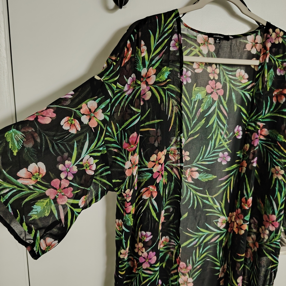 Ambiance Black Floral Kimono